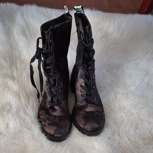 ALDO Women’s Camo Lace-Up Combat Boots - Black & Brown